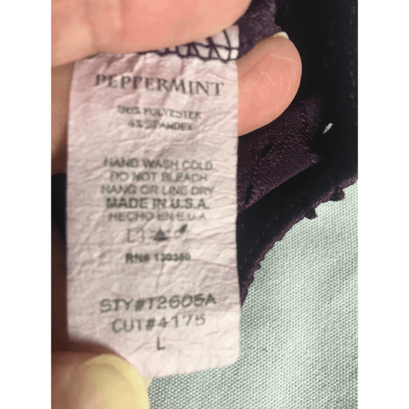 Peppermint Womens Top Boho Peasant Purple Off On Shoulder Eyelet Cropped Large - Picture 11 of 12